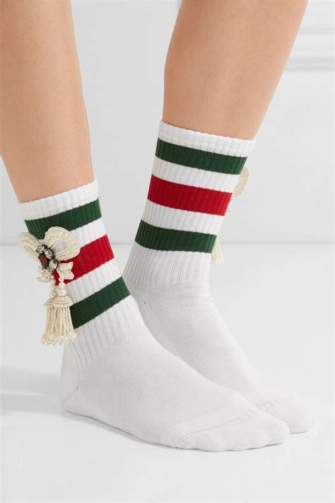 White Cotton Gucci Socks 